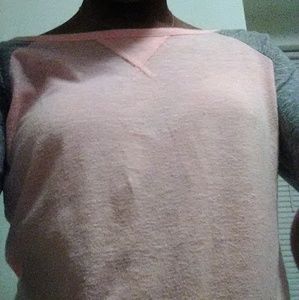 I longsleeve - tee with gray arms and a pink body